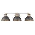 thumbnail image 6 of Rustic 3-Light Vanity Light in Antique Black Iron with Aged Galvanized Steel Frame 7.8 inches H X 28.8 inches W-Aged Galvanized Steel Finish-Antique, 6 of 9