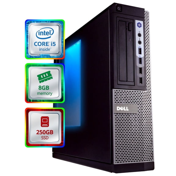 Restored Dell OptiPlex 7010 Small RGB Desktop Computer (SFF) Quad Core Intel i5 (3.5Ghz Turbo) 8GB DDR3 RAM 250GB SSD WiFi-5G   Bluetooth Windows 10 Pro Home or Office PC (Refurbished)