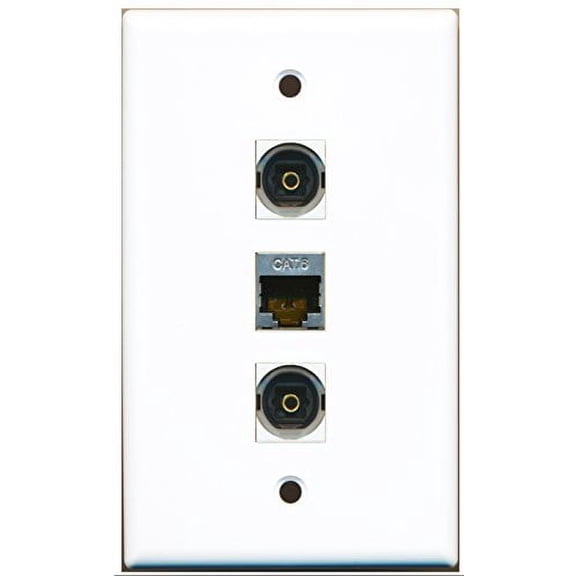 RiteAV - 1 Port Shielded Cat6 Ethernet 2 Port Toslink Wall Plate