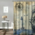 thumbnail image 2 of Orinice  Nautical Lighthouse Shower Curtain Sets, Sailboat Coastal Compass Anchor Bathroom Decor with Non-Slip Rugs, Toilet Lid Cover and Bath Mat, Waterproof Shower Curtains with 12 Hooks,  36x72, 2 of 7