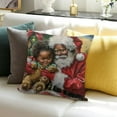 thumbnail image 4 of BANET Black Santas Throw Pillow Covers African American Santa Claus and Cushion Couch Cover for Living Room, Christmas Cat Pillowcase Short Plush 20x20in, 4 of 6