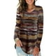 thumbnail image 1 of Qarigey Camiseta de mujer Otoño Impreso Cuello en V Top Top Blusa informal de manga larga Prendas para la parte del cuerpo Café 3XL, 1 of 5
