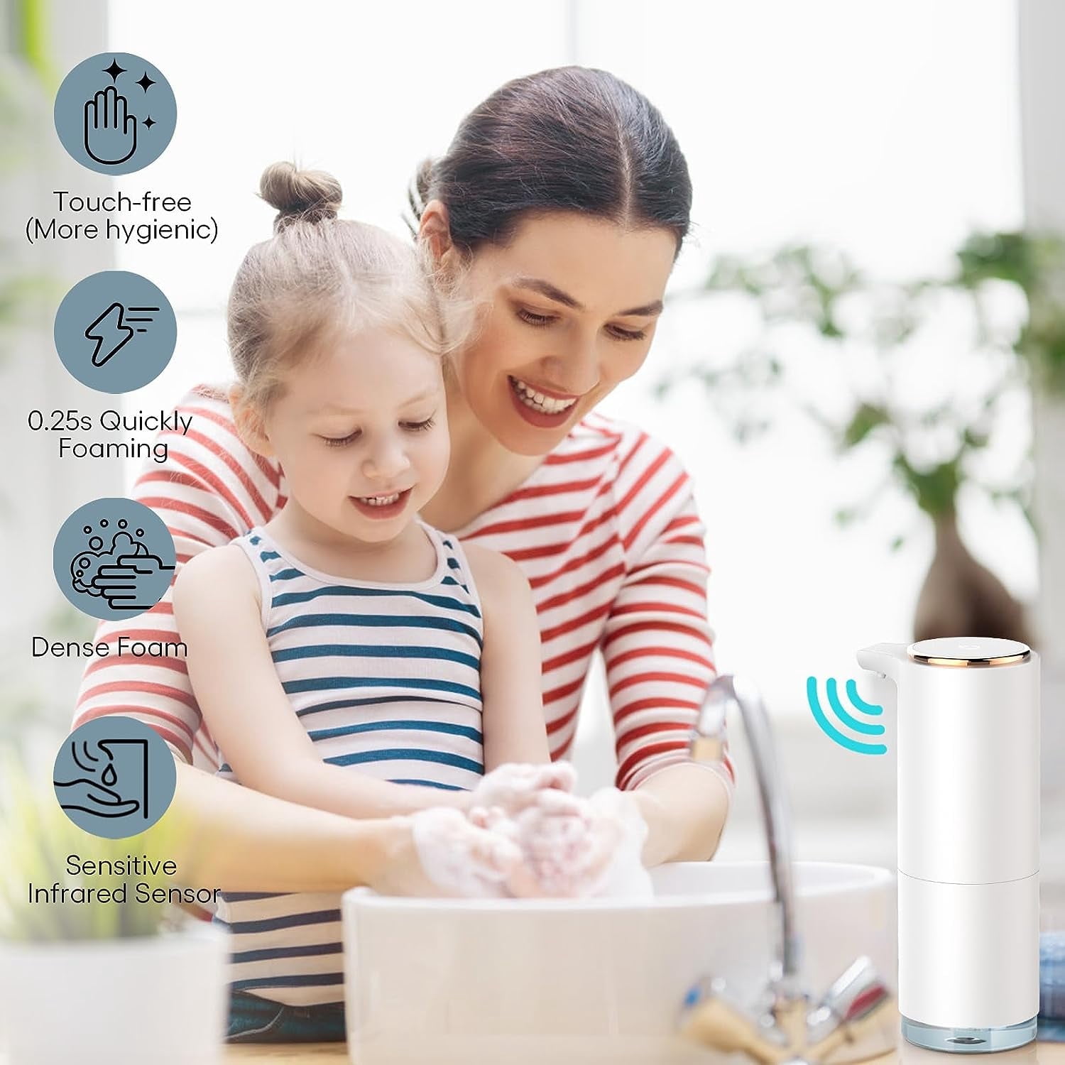 Soap Dispenser, Automatic Soap Dispenser, 3-Level Automatic Foaming Soap Dispenser, 10OZ Foaming Hand Soap Dispenser with Aromatherapy, USB Rechargeable Automatic Soap Dispenser for Bathroom,Kitchen