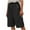 Black, variant on Mrat Cotton Linen Short Women's Knee Length Shorts Oversized Elastic Waist Drawstring Casual Solid Color Shorts Loose Straight Leg Beach Shorts with Pockets S-48 Black 4XL