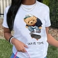 thumbnail image 1 of Camiseta Con Cuello Redondo Y Estampado De Oso, Camiseta Informal De Manga Corta Para Primavera Y Verano, Ropa De Mujer, 1 of 4