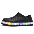 thumbnail image 3 of Toddler Little Kid Girls Boys LED Rubber Toe Slip On Quick Dry Lightweight Water Sandal Sneaker Black 7Toddler, 3 of 6