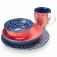thumbnail image 5 of Dowan Vibrant Joy 4-Piece Ceramic Dinnerware Set, Single Served Plate Set, Porcelain  Platters, Soup Bowl &Coffee Mug, Red & Blue Combo, 5 of 5