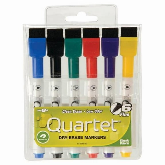Quartet 51-659312QA Rewritables Mini Dry-Erase Markers- Pack Of 6