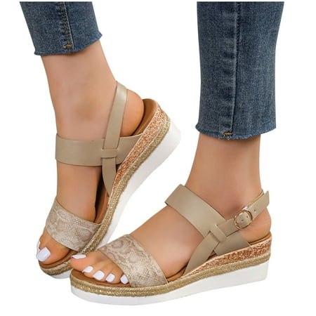 

Wedge Sandals For Women Platform Dressy Summer Ankle Strap Open Toe Espadrille Sandals Slingback Wedges High Heels Beach Sandals