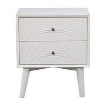 Two Drawers Mahogany Wood Nightstand with Tapered Legs White - Saltoro Sherpi