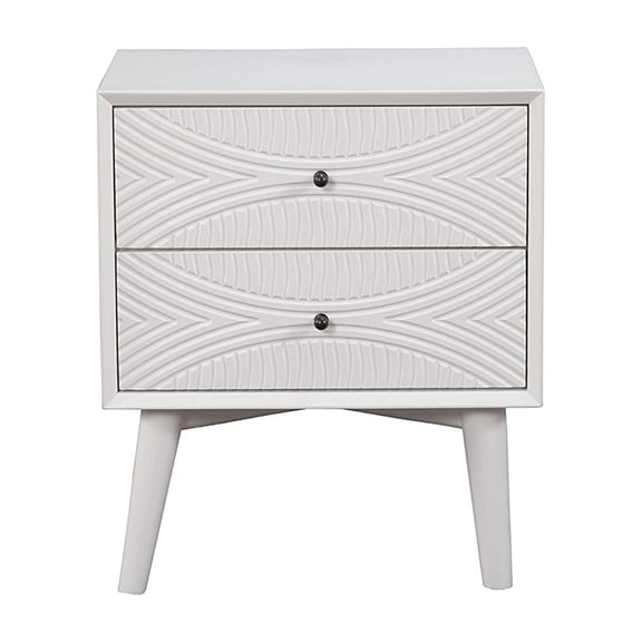 Two Drawers Mahogany Wood Nightstand with Tapered Legs White - Saltoro Sherpi