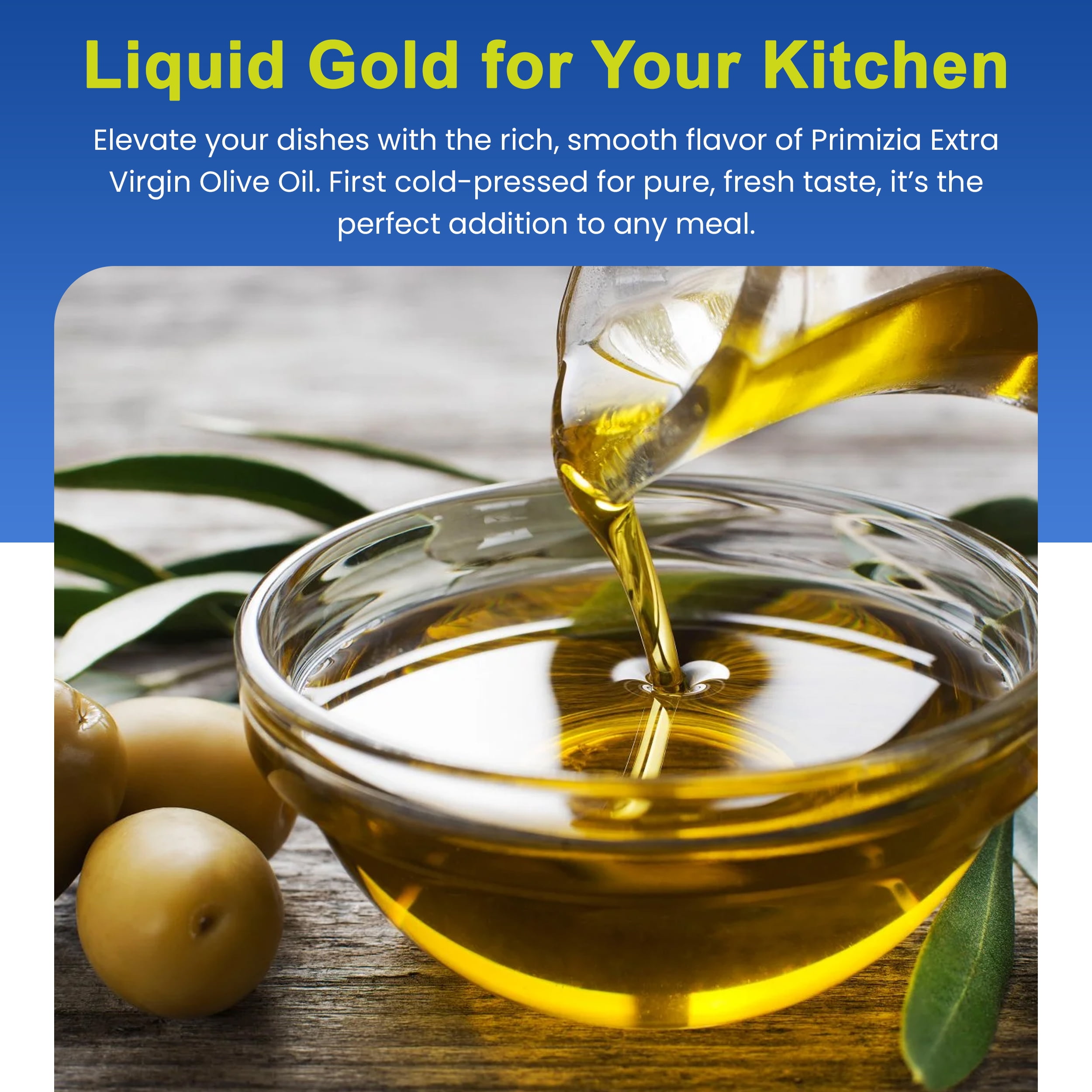 Primizia Extra Virgin Olive Oil - Blue Label - First Cold Pressed 3L (101 fl. oz)