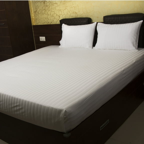 Just Linen 300 TC 100% Cotton Genuine Jacquard Damask, Twin 3 Piece Sheet Set with Deep Pocketed Fitted Sheet