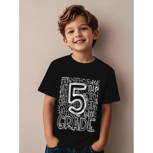 5th Grade Font Team 5th Grade Teacher Back-to-School T-Shirt for and, Soft Material, Breathable Fashion Short Sleeve Tee