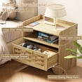 thumbnail image 4 of 24" Rattan Nightstands Set of 2, Oak Bedside Table with Semi Open Cubby, Boho Night Stand with Farmhouse Arched Base for Bedroom, Side Table, End Table for Dorm, 4 of 11