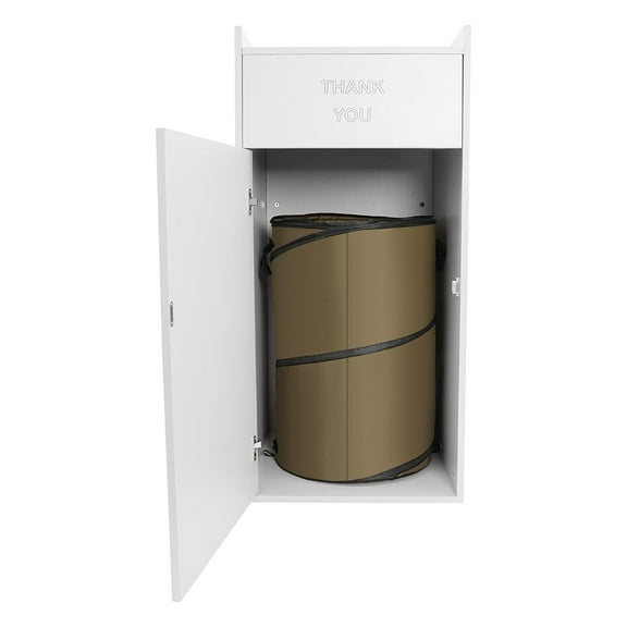 Trash Can Outdoor Commercial Garbage Receptacle with Tray Holder Heavy Duty Yard Waste Container Extra Large Metal Garbage Bin for Cafeterias, Restaurants, Schools,Libraries,Office, 30L (Silver)