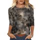 thumbnail image 1 of Camiseta de Cuello Redondo de Manga Larga de la Mujer Floral Impresa 3/4 Manga Top de Moda Casual para Primavera Verano Diario, 1 of 5