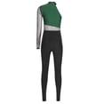 thumbnail image 4 of iiniim Women's One Shoulder Gymnastics Leotard Rhinestone One Piece Unitard Metallic Color Ballet Dance Leotards Dark Green L, 4 of 7