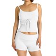 thumbnail image 2 of Yunliwuli Women Knitted Shorts Set, Square Neck Lacing Camisole with Elastic Waist Shorts Summer Outfit, 2 of 3