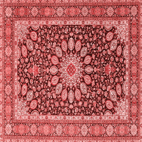 Ahgly Company Indoor Square Medallion Red Traditional Area Rugs, 6' Square