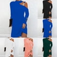 thumbnail image 3 of Women Autumn Causal Simple Halter Solid Color Off Shoulder Sling Pullover Dress, 3 of 8