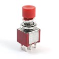 thumbnail image 1 of Interruptor de botón pulsador mini momentáneo DPDT de 6 pines con tapa roja AC 120V 5A, 1 of 2