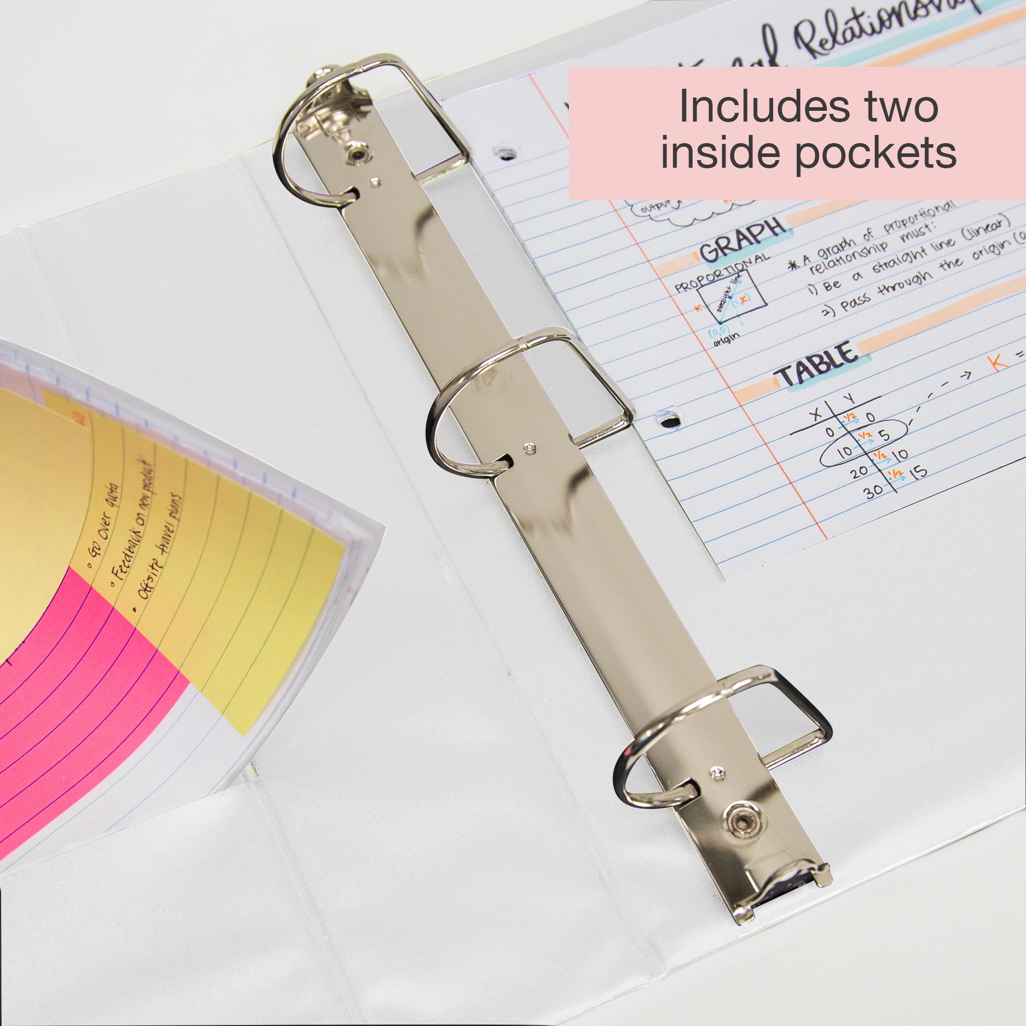 BAZIC 3 Ring Binder 3" View Binders Slant D Ring White, Hold 600 Sheets Paper, 4-Count