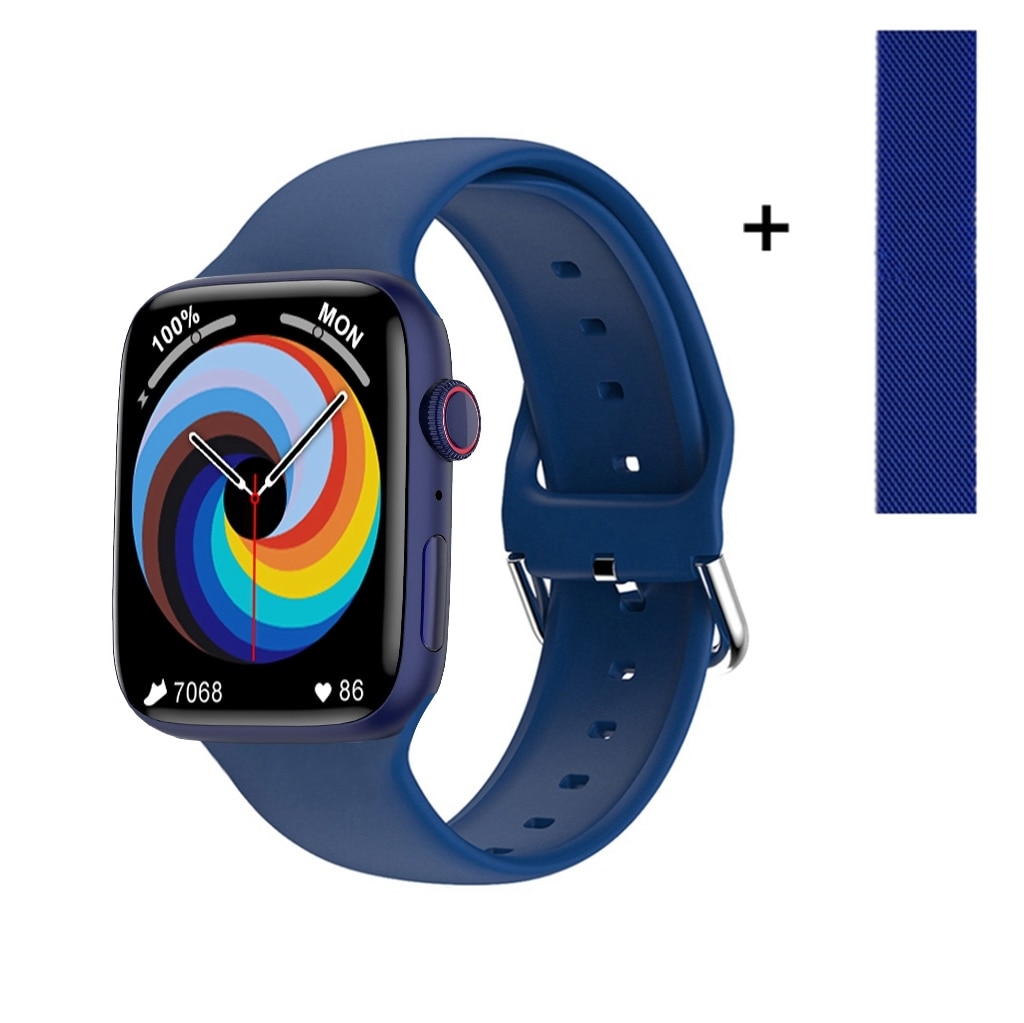 dybde håndtag rent Wireless NFC Smart Watch 1.8 inch Square Screen Motion Trajectory Voice  Assistant Watches GPS Smartwatches for Android Ios (Blue) - Walmart.com