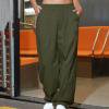 thumbnail image 1 of Pantalons pour Femmes Street Style Femmes Mode Design Sense Multi Poche Salopette Taille Basse Pantalons de Sport Armée Vert M, 1 of 8
