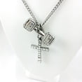 thumbnail image 2 of Men's Stainless Steel Crystal Cross Dumbbell Combo Necklace Isaiah 46:4 Philippians 4:13  Christian Bible Verse Faith Gift Pendant - Shields of Strength by Shields of Strength, 2 of 3