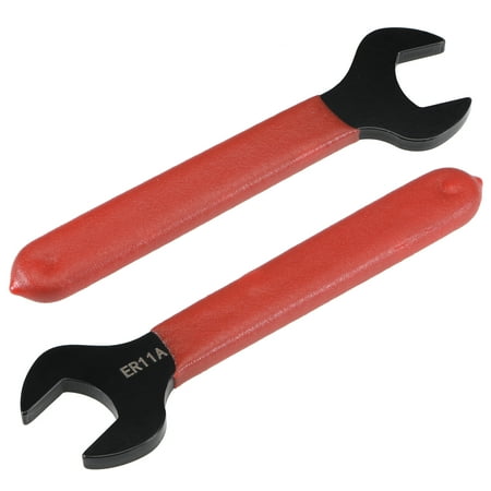 

Collet Chuck Wrench Spanner for ER11A Lathe Clamping Nut w Red Non-slip Handle 2pcs