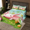 thumbnail image 2 of Erosebridal Cartoon Axolotl Coverlet Set Twin, Spring Garden Flower Bed Set, Soft 2-Piece, 2 of 5