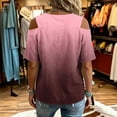 thumbnail image 3 of Guluxicc Women's Cold Shoulder Shirts Short Sleeve V Neck Graphic Tops for Summer Casual Outfits, 3 of 5