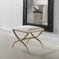 thumbnail image 3 of Uttermost Crossing Contemporary Iron and Fabric Small Bench in White/Gold, 3 of 6