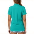 thumbnail image 4 of Women's Polo Shirts Short Sleeve Shirt 3 Buttons Collared Shirts Summer Casual Office Work Business Golf Tops Turquoise 2XL, 4 of 4