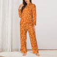 thumbnail image 2 of Fotbe Orange Glitter Conjunto de Pijama de Manga Larga para Mujer con Estampado, Ropa de Dormir de 2 Piezas, Conjunto de Casa Suave y Cómodo con Bolsillos-Medium, 2 of 7