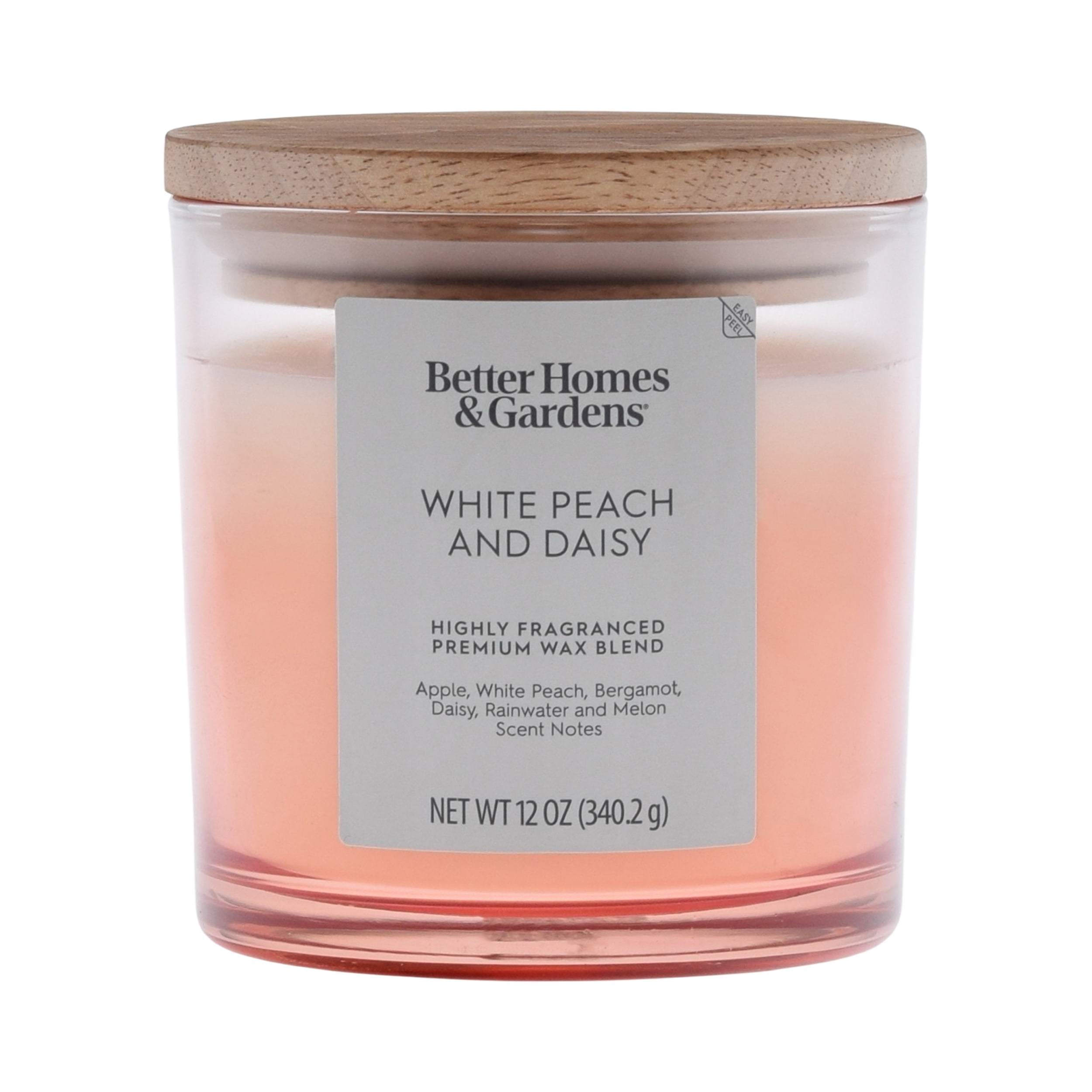 Better Homes and Gardens White Peach and Daisy Scented 2-Wick Ombre Jar Candle 12oz.