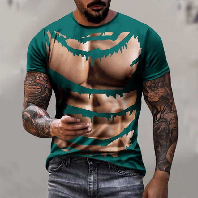 Mefallenssiah T-Shirt Homme & Grand Homme Entretien Facile Décontracté Imprimé Muscle Tee Graphique Tee Extérieur Quotidien Vacances Manches Courtes Col Rond Printemps Été Vêtements