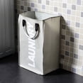 thumbnail image 4 of Kudosale Foldable Canvas Laundry Bag with Handles, Light Gray, 4 of 9