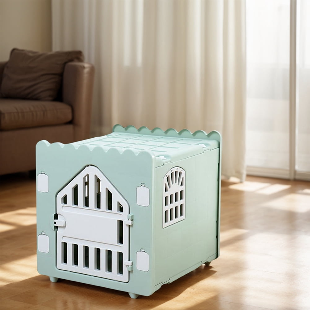 Plastic Cat House Stackable Feral Cat Shelter Waterproof Pet Shelter for Cats with Escape Door for Outdoor Indoor Use (Green)