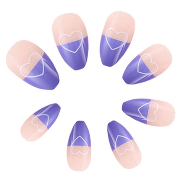 Heart Pattern Artificial Nails Thin Full Cover Nail Ornament for Daily Everyday Wearing Jelly Glue Model