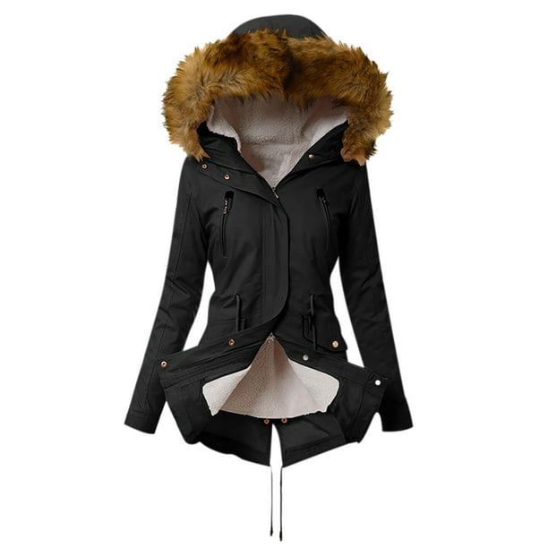 Zanvin Women's Winter Plush Hooded Jacket, Womens Fall Fashion