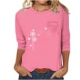 thumbnail image 2 of Jewelreauty Women Tunic Tops Elbow Length Round Neck Floral T-Shirts Summer Casual Basic Tee, 2 of 5