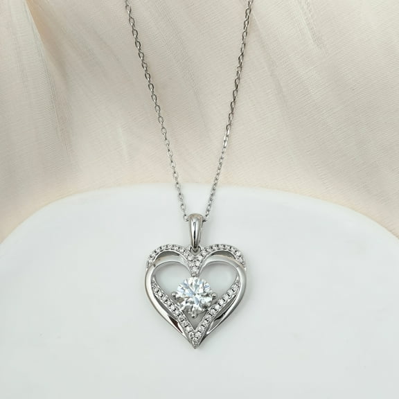 LINXIQIN 1pc Elegant S925 Sterling Silver Heart Pendant Necklace with 1.0CT Moissanite, 18K en Plated, Luxury Fashion Jewelry for Women, Perfect for Party, Wedding,  Birthday, Anniversary Gift