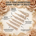 thumbnail image 5 of Miallo 6 Pcs Bling Rhinestone Bobby Pins, Luxury Gold Crystal Hair Clips for Evening Party, Diamond Look Hair Accessories for Women, 5 of 8