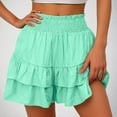 thumbnail image 3 of Lroveb Summer Shorts for Women 2024 High Waisted Ruffle Hem Shorts Pleated Casual Flowy Beach Shorts Mint Green, 3 of 6