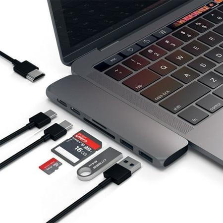 7in1 USB-C Hub Dual Type-C Multiport Card Reader Adapter 4K HDMI For MacBook (Best Thunderbolt Hub For Macbook Pro)