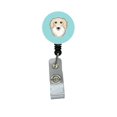 thumbnail image 1 of Checkerboard Blue Longhair Creme Dachshund Retractable Badge Reel, 1 of 1