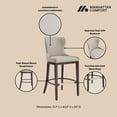 thumbnail image 4 of Blair Modern Wood Upholstered Barstool in Stone - Set of 3, 4 of 8
