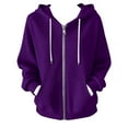 thumbnail image 4 of Vinsonshop Women's Hoodies Zip Up Hoodie Plain Hoodies for Women Womens Jackets Casual Lightweight Jacket Women Womens Jacket with Hood Fall Hoodies for Women Purple XL, 4 of 4